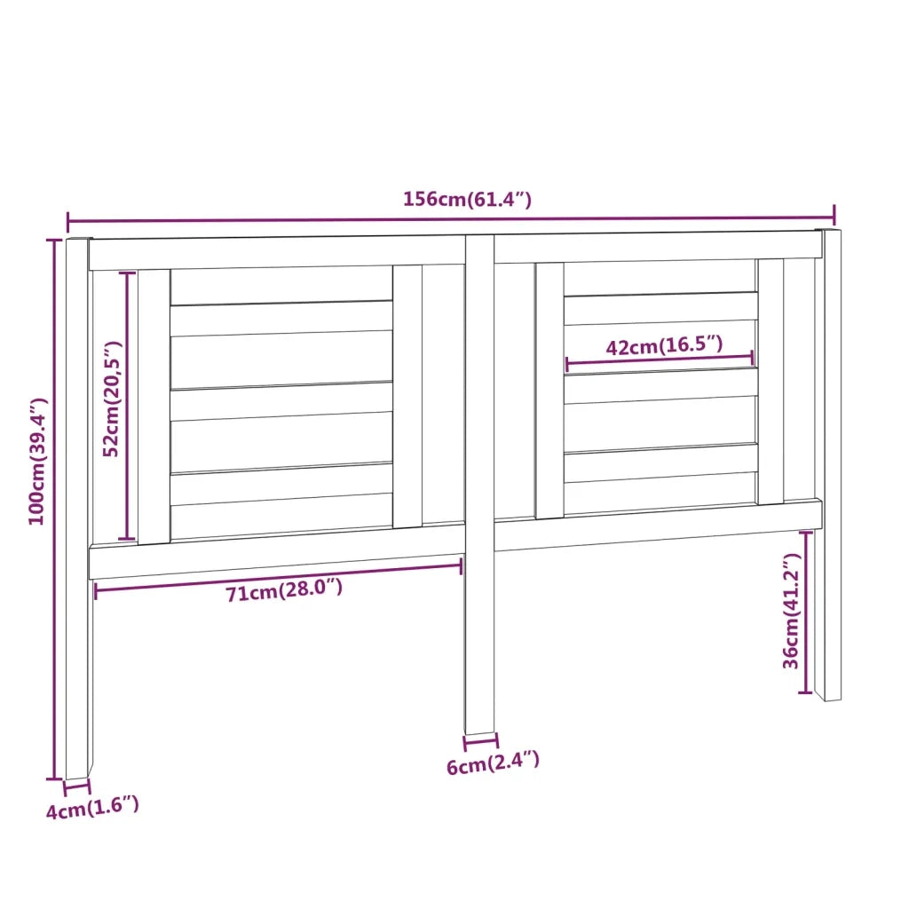 Testiera per Letto ambra 156x4x100 cm in Legno Massello di Pino