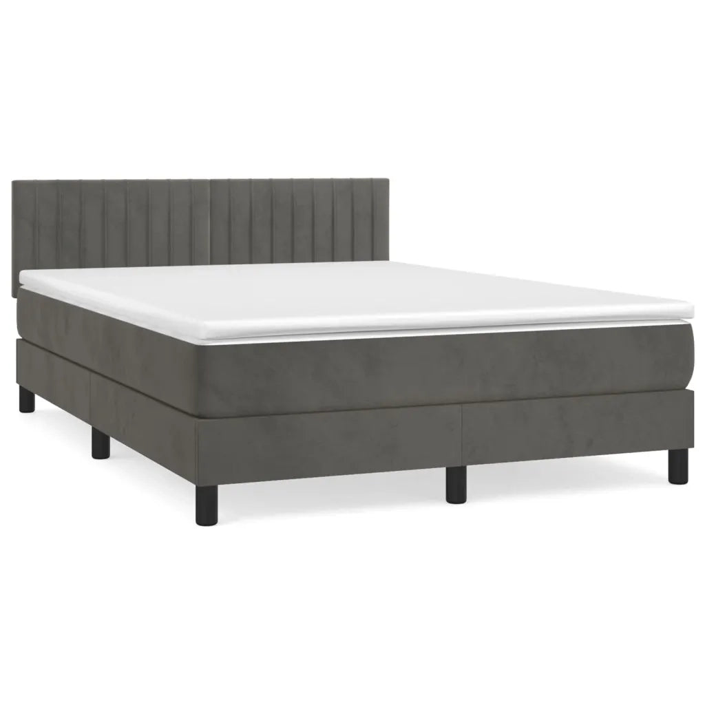 Giroletto a Molle con Materasso Grigio Scuro 140x190 cm Velluto 3141420