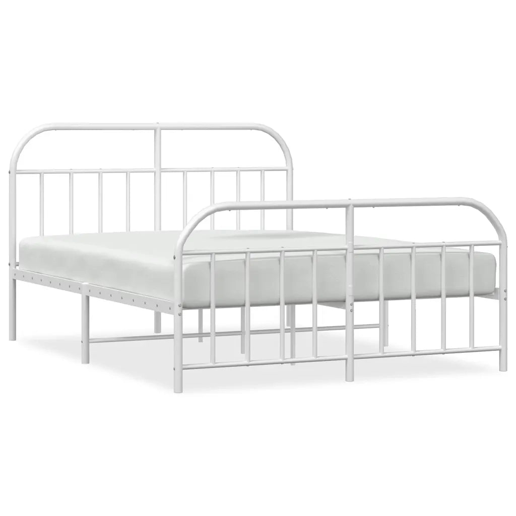 Letto matrimoniale | Letto per adulti | Giroletto con Testiera e Pediera Metallo Bianco 183x213 cm