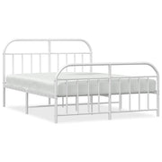 Letto matrimoniale | Letto per adulti | Giroletto con Testiera e Pediera Metallo Bianco 183x213 cm