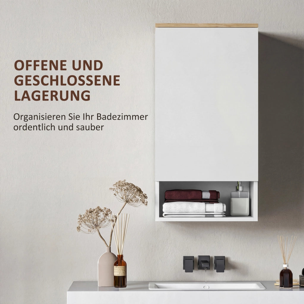 Armadietto da Bagno a Parete con Ripiani Regolabili ¨C zephmum ¨C Legno Bianco 60x30x30 cm