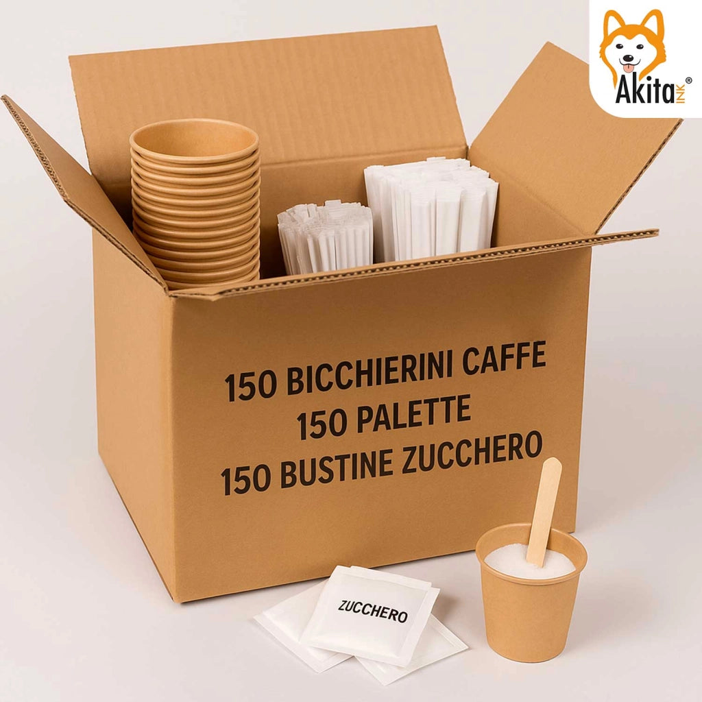 Akitaink Kit Caffe Eco 150 Pezzi Bicchieri Palette