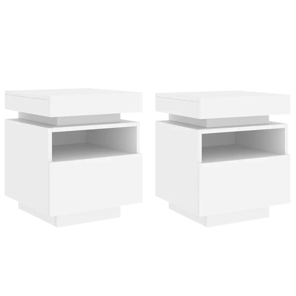 Comodini con Luci LED 2pz Bianchi 40x39x48,5 cmcod mxl 132785