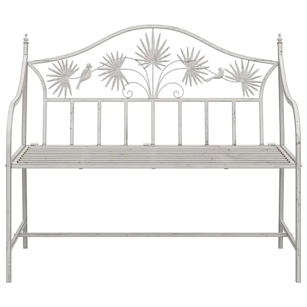 Panchina da Giardino | Panca da Giardino Bianco Antico 104 x 52,5 x 89 cm Acciaio