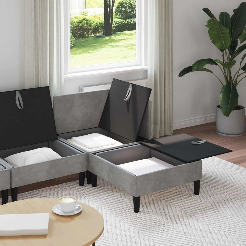 Set di mobili per il soggiorno 4 pcs Grigio Chiaro Velluto