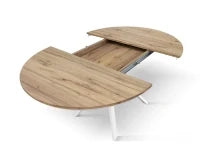 PAZZO DESIGN Tavolo Allungabile con Gambe Incrociate rotondo, Made in Italy, Basamento bianco, Rovere rustico