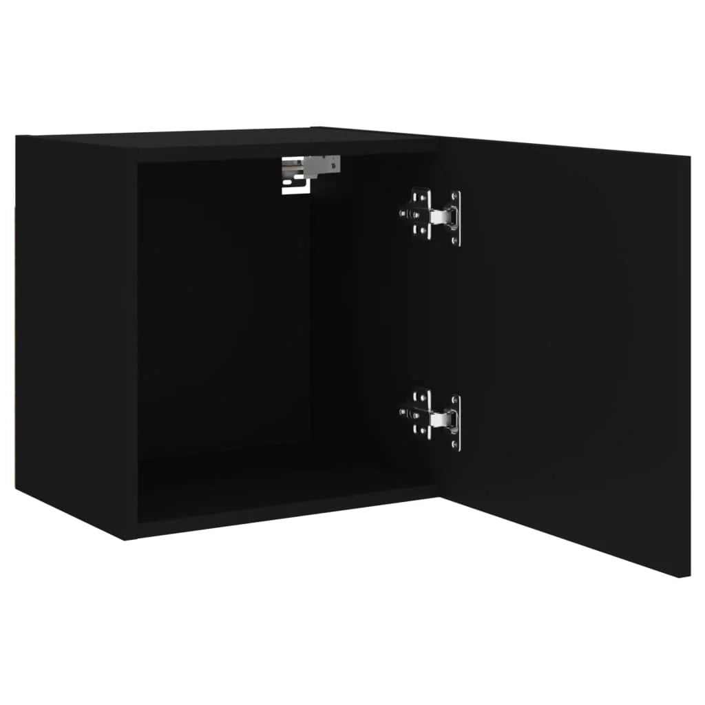 Mobile TV multimediale da parete mensola TV credenza TV adatto per sala da pranzo soggiorno camera da letto 2 pezzi 40,5 x 30 x 40 cm legno ingegnerizzato nero 02_0028916