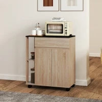 Carrello da Cucina con Ruote, Carrello Cucina con Cassetti Armadietto in Legno Truciolato 78x39.5x88.5cm