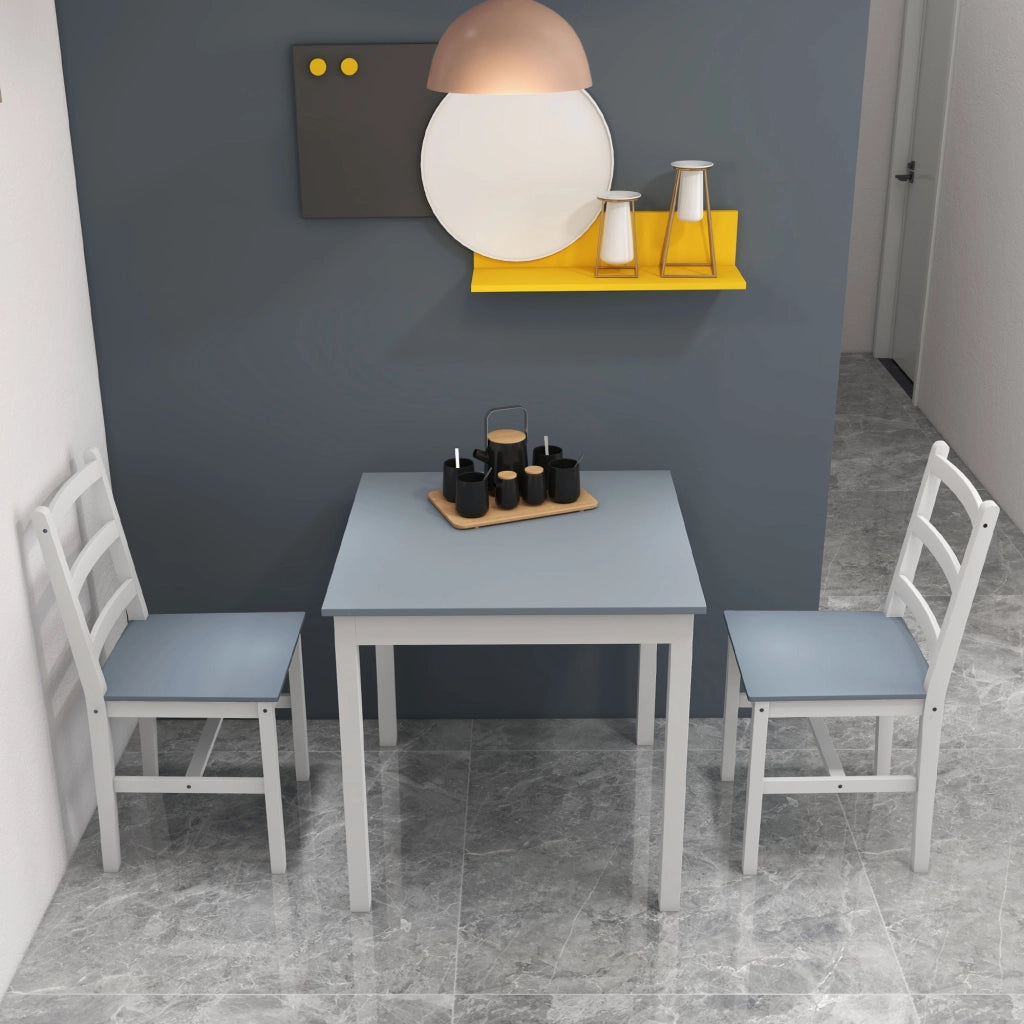 Set tavolo da pranzo per 2 persone con sedie ¨C Xylo ¨C legno pino bianco grigio
