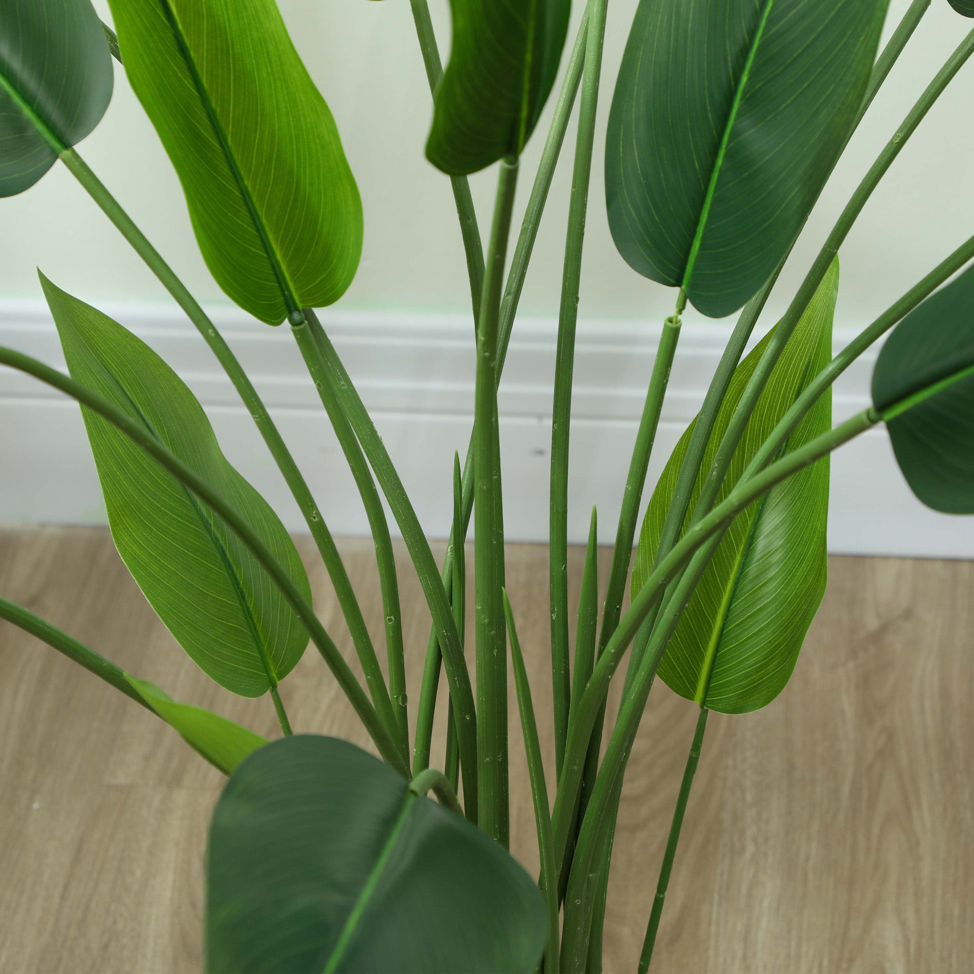 Pianta Artificiale Uccello del Paradiso 20 Foglie da 140 cm con Vaso in PE e PP Verde