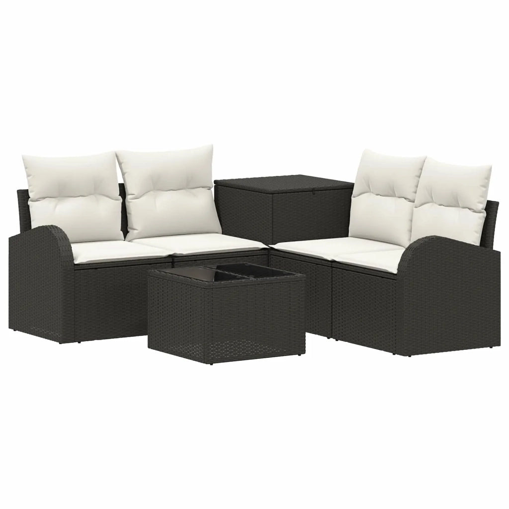 Set di divani 6 pz Nero e Bianco Crema 3447176