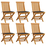 Sedie da Giardino Cuscini Grigio Talpa 6 pz in Massello di Teak cod mxl 7235