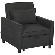 Poltrona Letto Reclinabile 74x84x81 cm in Tessuto Effetto Velluto Grigio Scuro