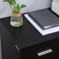 Armadietto Multifunzionale per l'Ufficio con Ruote a 360°, per Stampanti e Fascicoli, in Legno Nero 100x40x71cm