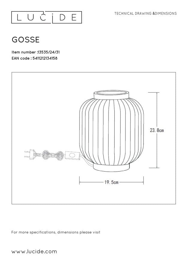 Lampada da tavolo Lucide Gosse porcellana oro E14 40W