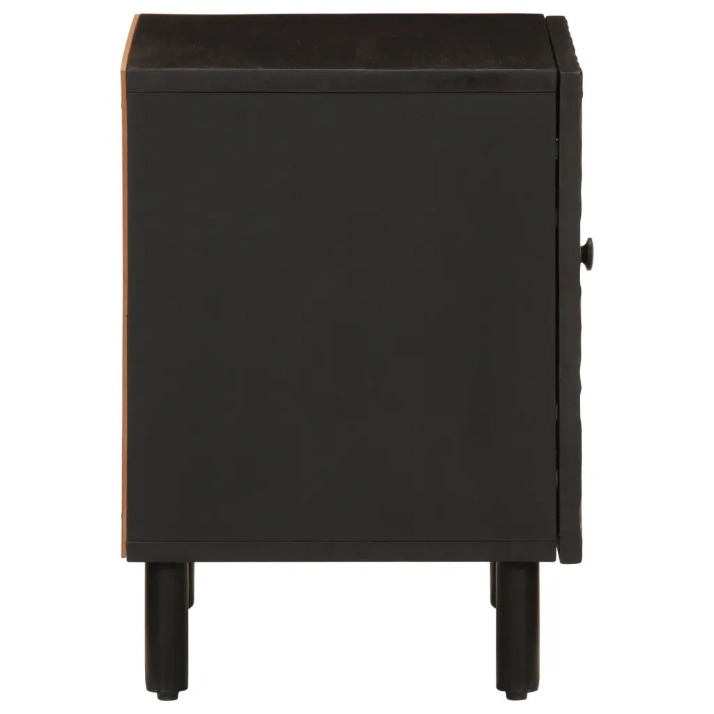 Comodini 2pz Neri 40x33x46 cm in Legno Massello di Mango 356816