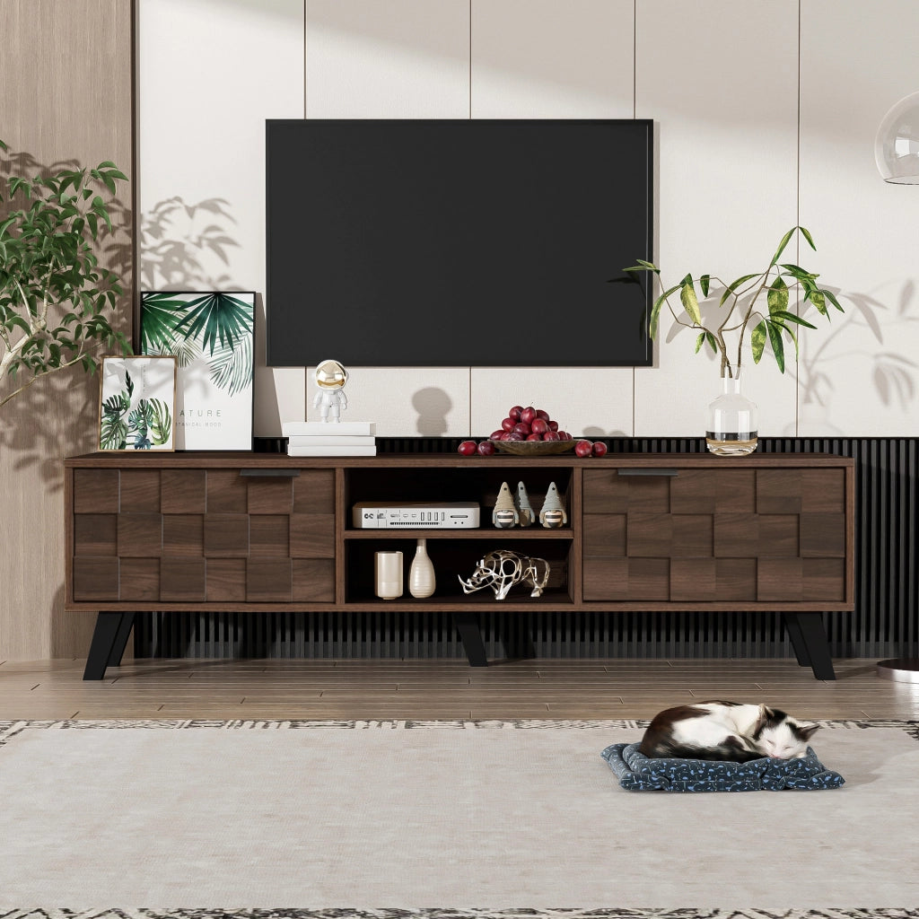 Cassettiera per TV in truciolato con finitura legno scuro 160;5 cm