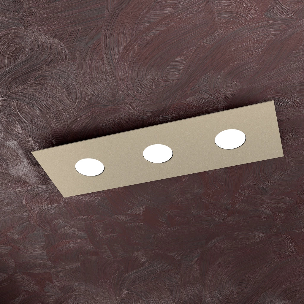 Toplight Plafoniera da soffitto rettangolare 3 luci Area con attacco GX53, struttura colore sabbia, design moderno 60x20x3cm