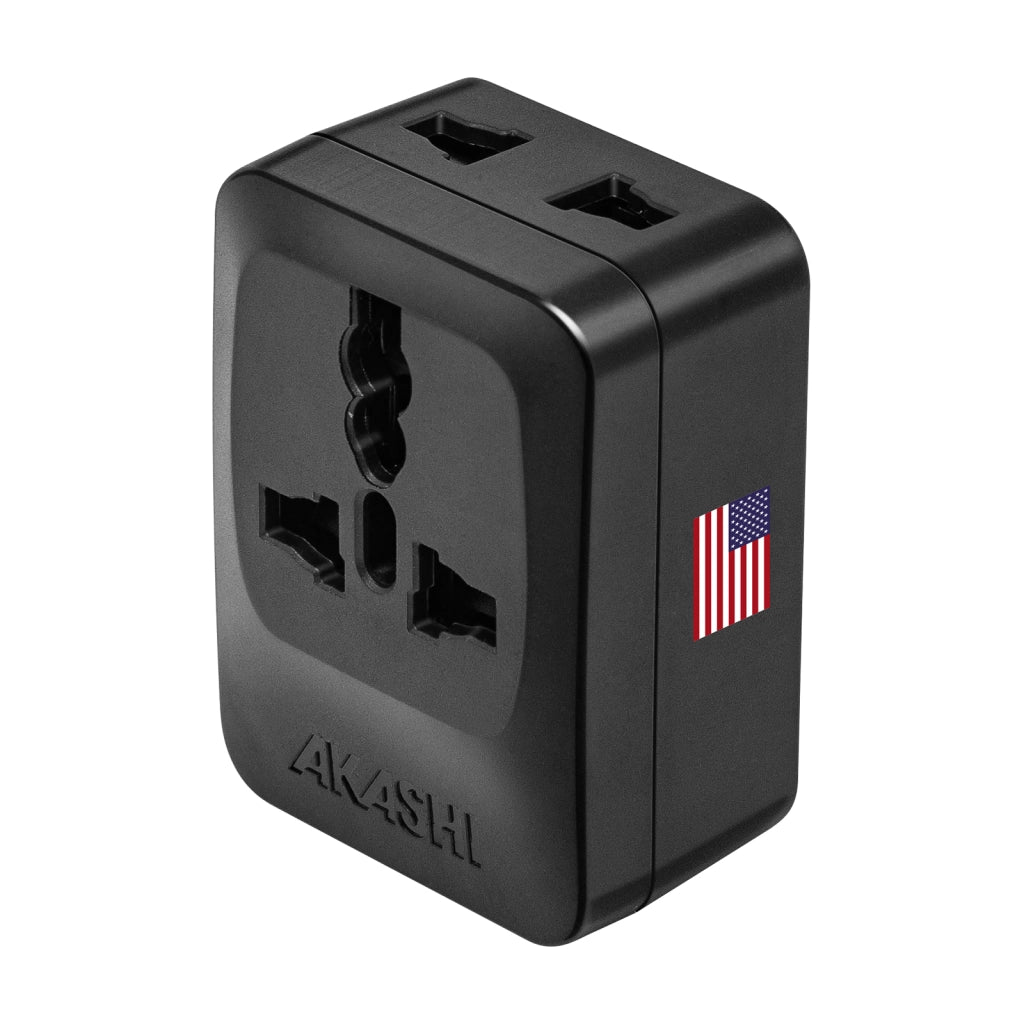 Adattatore Viaggio Tipo A USA Giappone 3 uscite Nero Akashi