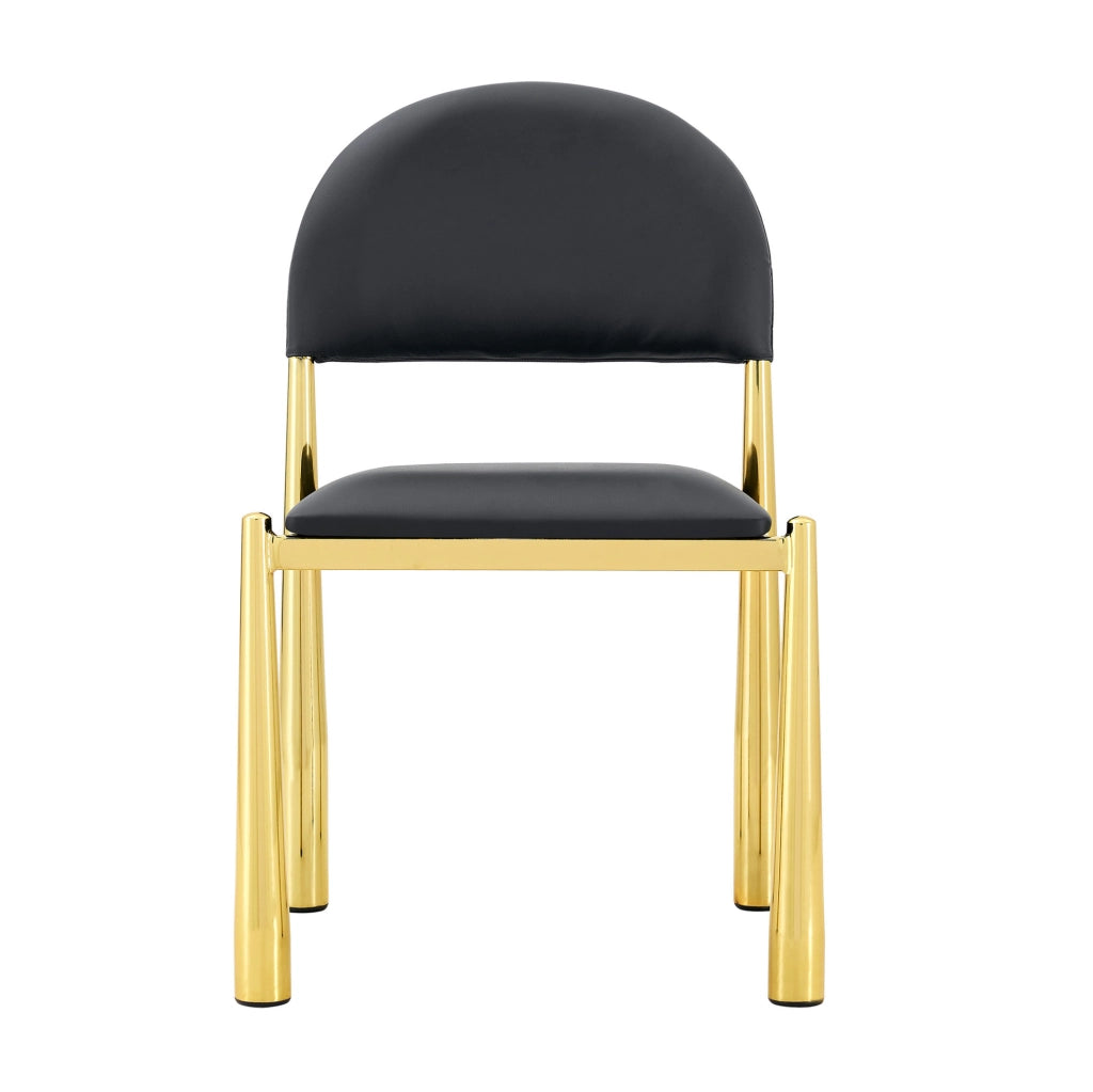 Sedia da pranzo in PU e metallo; schienale ergonomico; nero