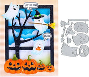Stencili metallici premium per DIY scrapbooking e creazione di cartoline con tema Halloween, fantasma e zucche.