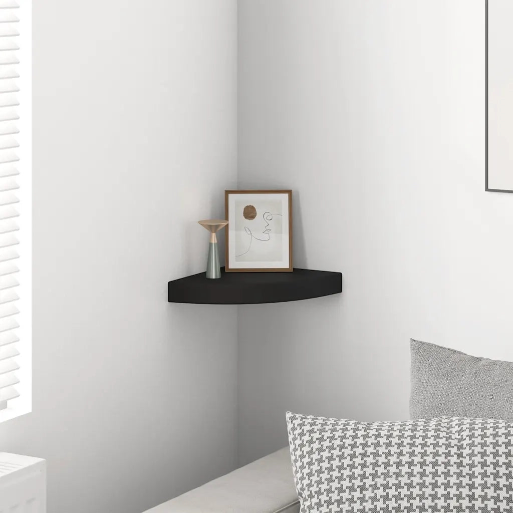 Scaffale Angolare a Parete Nero 25x25x3,8 cm in MDF cod mxl 32794