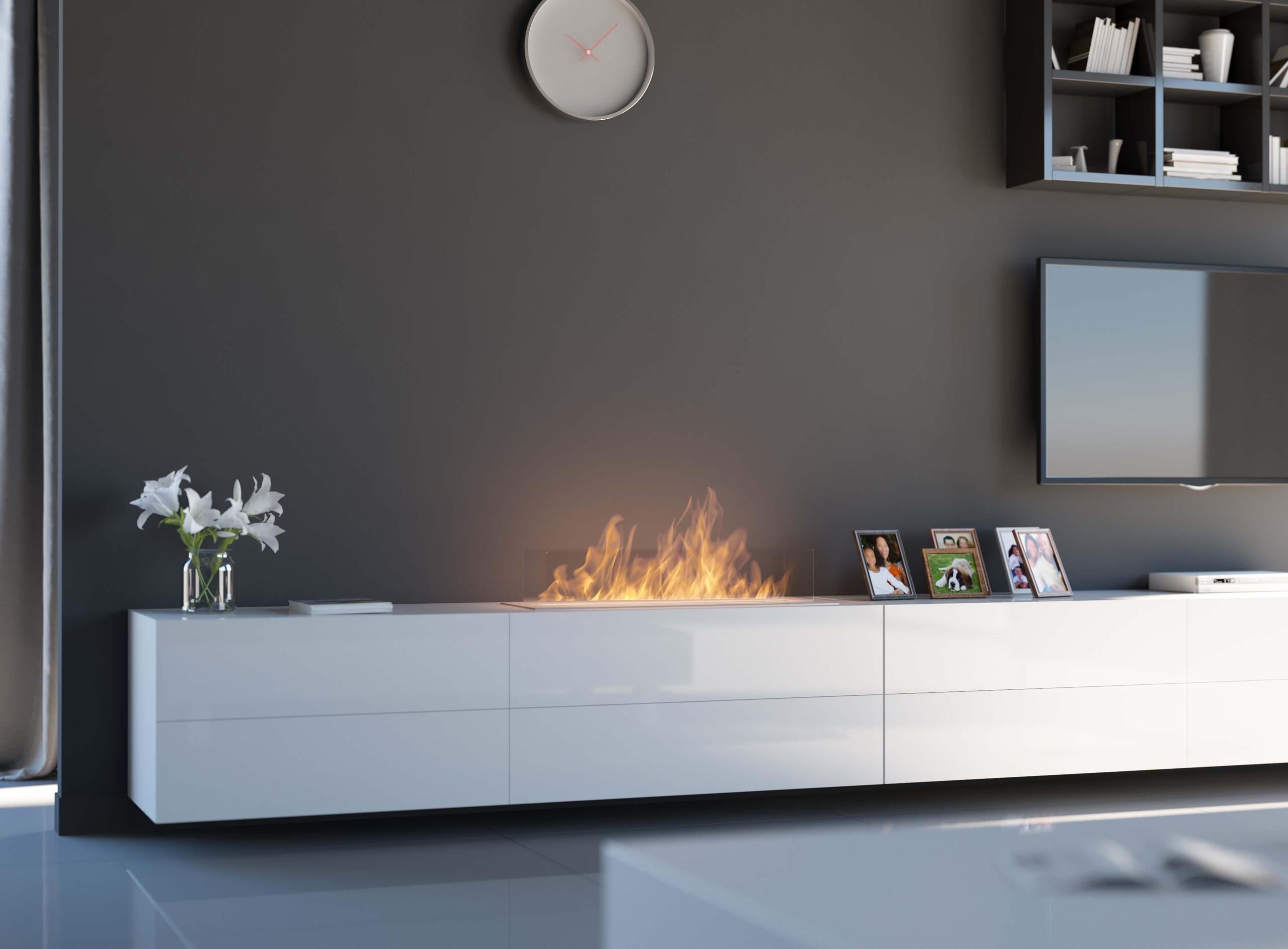 Camino a Bioetanolo da Incasso 100x32 cm Insert 1000 in Acciaio Inox