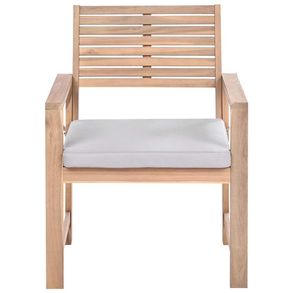 Set da giardino grigio in legno di acacia certificato con tessuto 4 posti con tavolino divano 2 sedie resistenti all'acqua e ai raggi UV