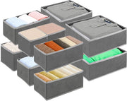 Set di 12 armadi per abbigliamento, contenitore di stoffa pieghevole, cassettone lavabile grigio, armadi per bambini