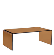 Tavolino da Caffè in Vetro Temperato Marrone Curvato 100x50x35 cm