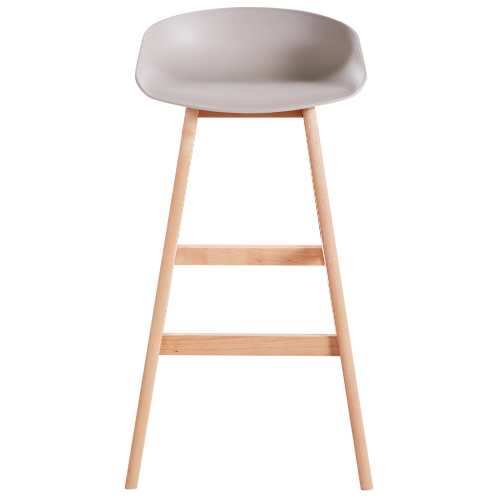 Set di 2 sgabelli da bar in legno chiaro e plastica color tortora 85 cm Sedia da banco