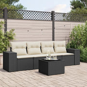 Salotto da Giardino-Set Divani da Giardino 5 pz con Cuscini in Polyrattan Nero 899078