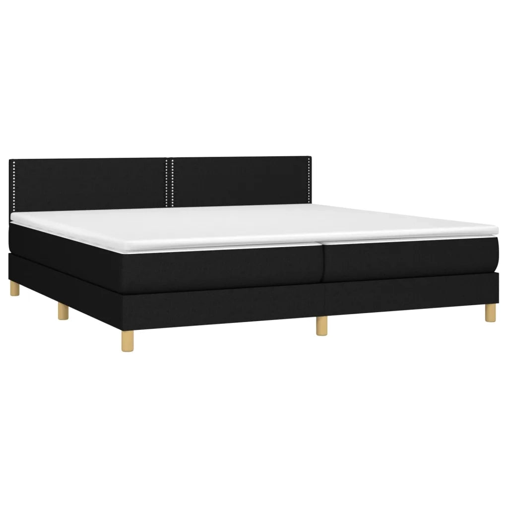 Letto a Molle Materasso e LED Nero 200x200cm in Tessuto 3133663