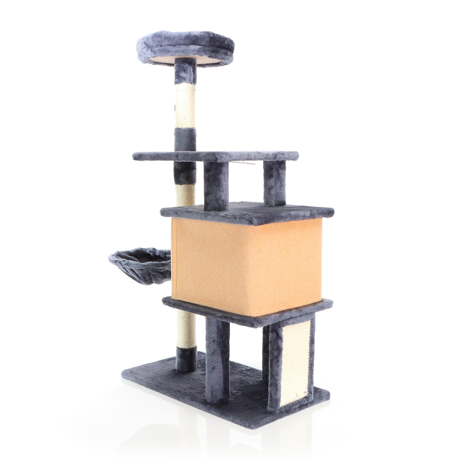 Fudajo Albero tiragraffi per gatti grigio scuro 112cm con casetta e lettino