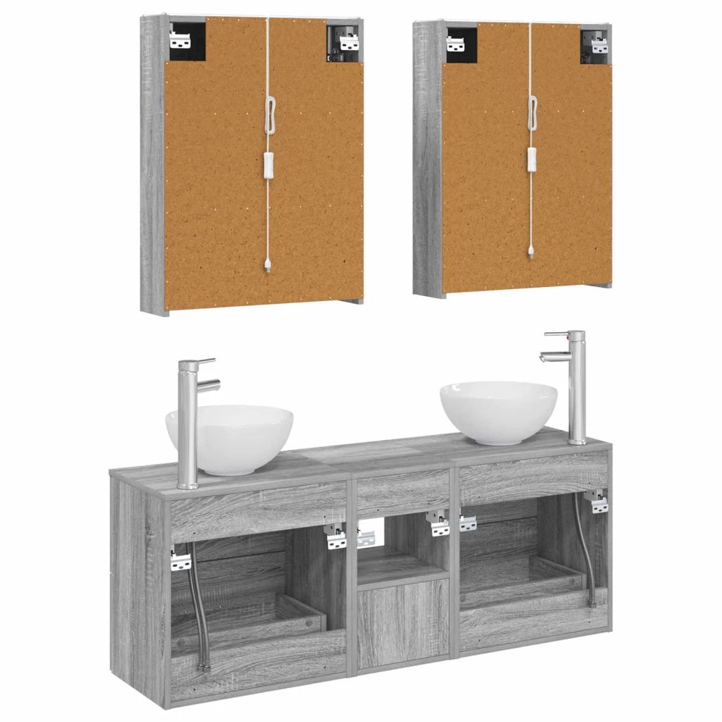 Set di Armadi da Bagno 5 pcs Sonoma grigio Legno ingegnerizzato 3406692