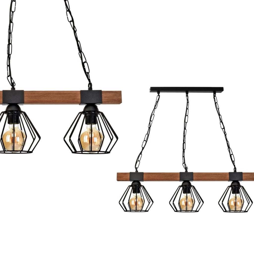 Lampadario ULF Milagro 3 luci E27 metallo/legno nero