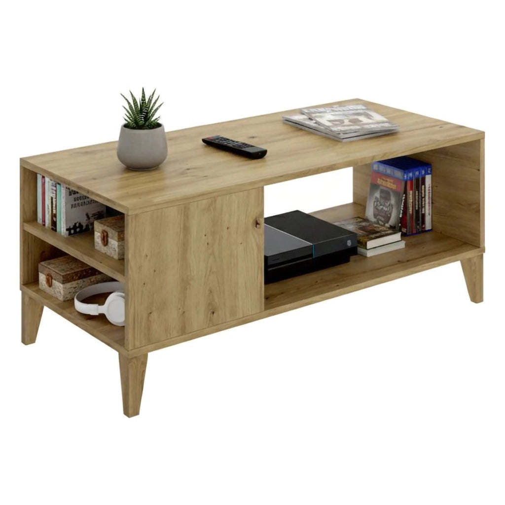 Fairbury, Tavolino da Salotto Cassetti, 50x100x43h cm Marrone Rovere Nodi