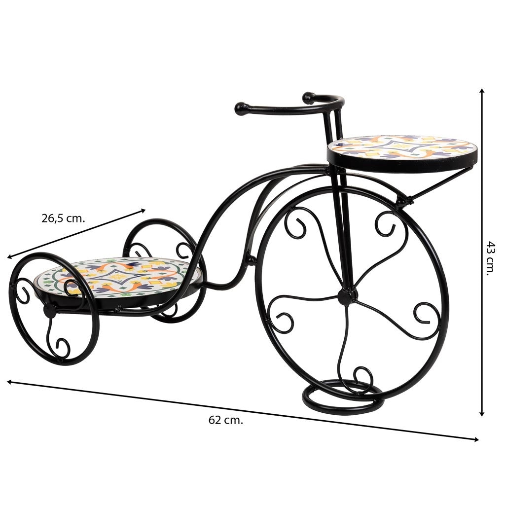 Supporto bici in mosaico Multicolore e ferro battuto 67x26,5x43h