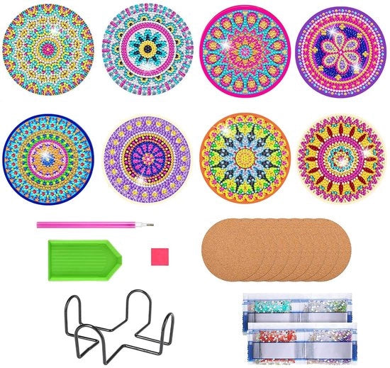 8 pezzi di Diamond Painting piedini con supporto, Diamond Painting per adulti, piedini DIY riutilizzabili Bohemia con diamanti e attrezzo di montaggio per bicchieri, vasi, decorazione di candele