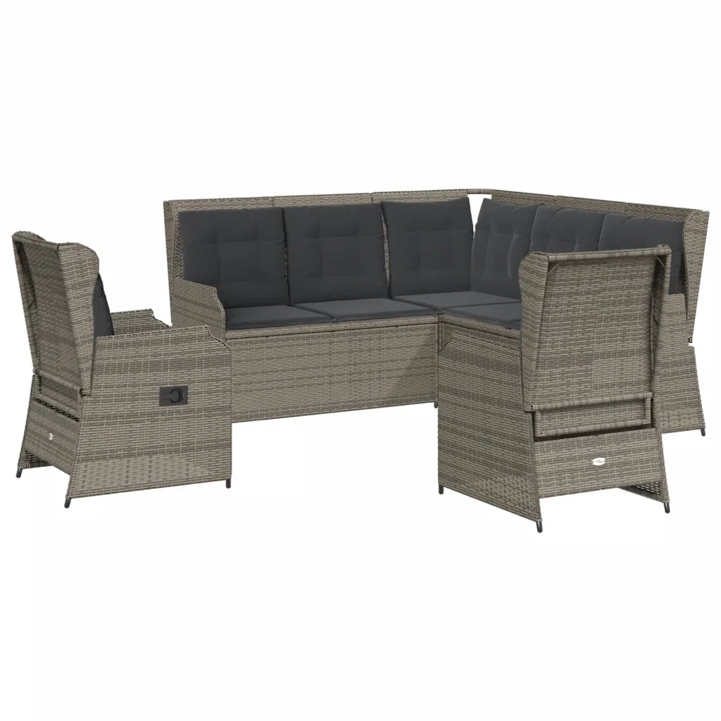 vidaXL Set Divani da Giardino 5 pz con Cuscini in Polyrattan Grigio