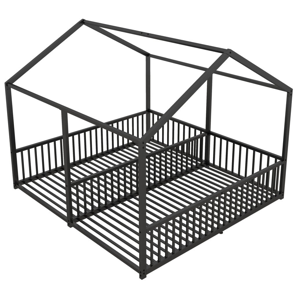 Letto a castello per bambini 90x200 cm in metallo; con sponde; forma casa