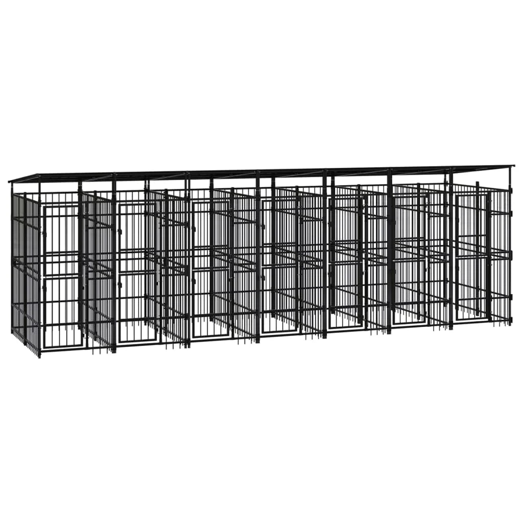 Cuccia/gabbia/recinto per animali domestici da esterno con tetto per cani acciaio 12,9 m² nero 02_0041738