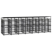 Cuccia/gabbia/recinto per animali domestici da esterno con tetto per cani acciaio 12,9 m² nero 02_0041738