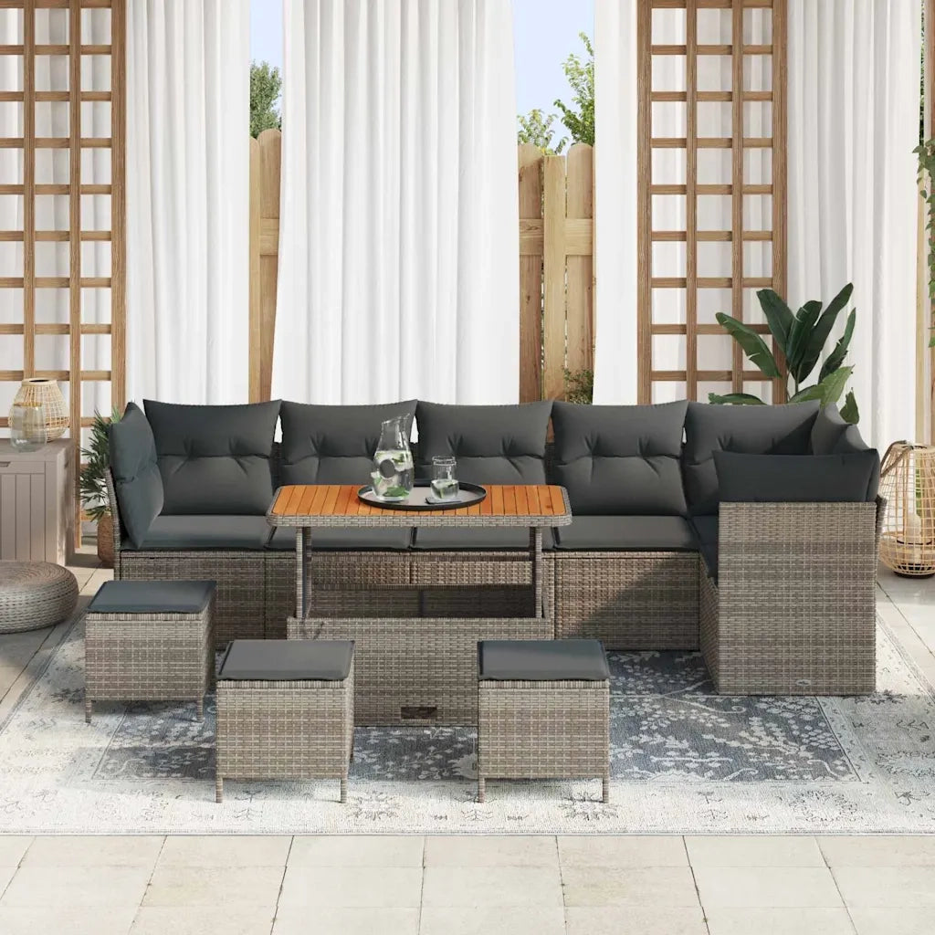 Set Divano da Giardino con cuscino 10 pcs Grigio 3363463