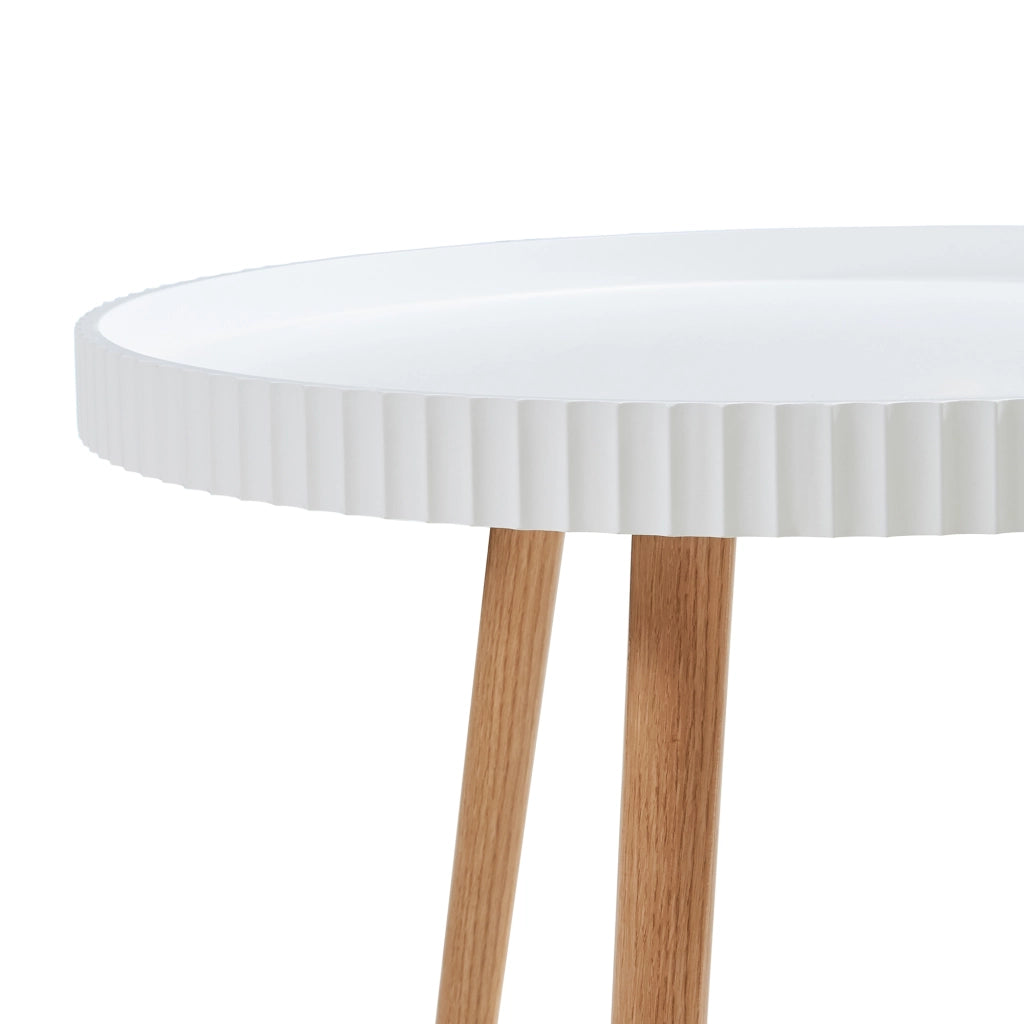 Tavolino Basso Bongard con Piano Rotondo - Bianco [en.casa]