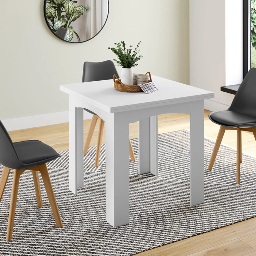 IDMarket - Tavolo da pranzo allungabile DONA 4-8 persone bianco 80-160 cm