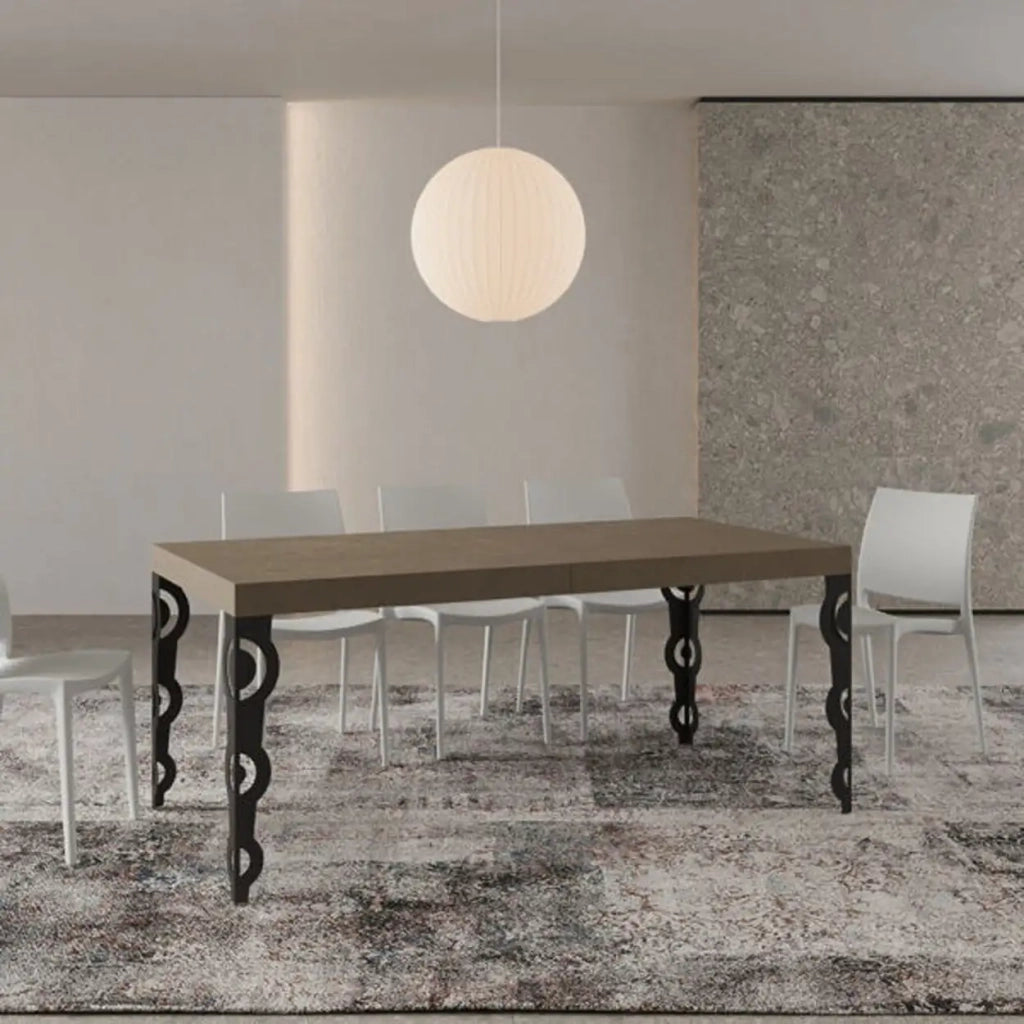 Tavolo allungabile 180/284x90 cm Karamay tortora gambe antracite