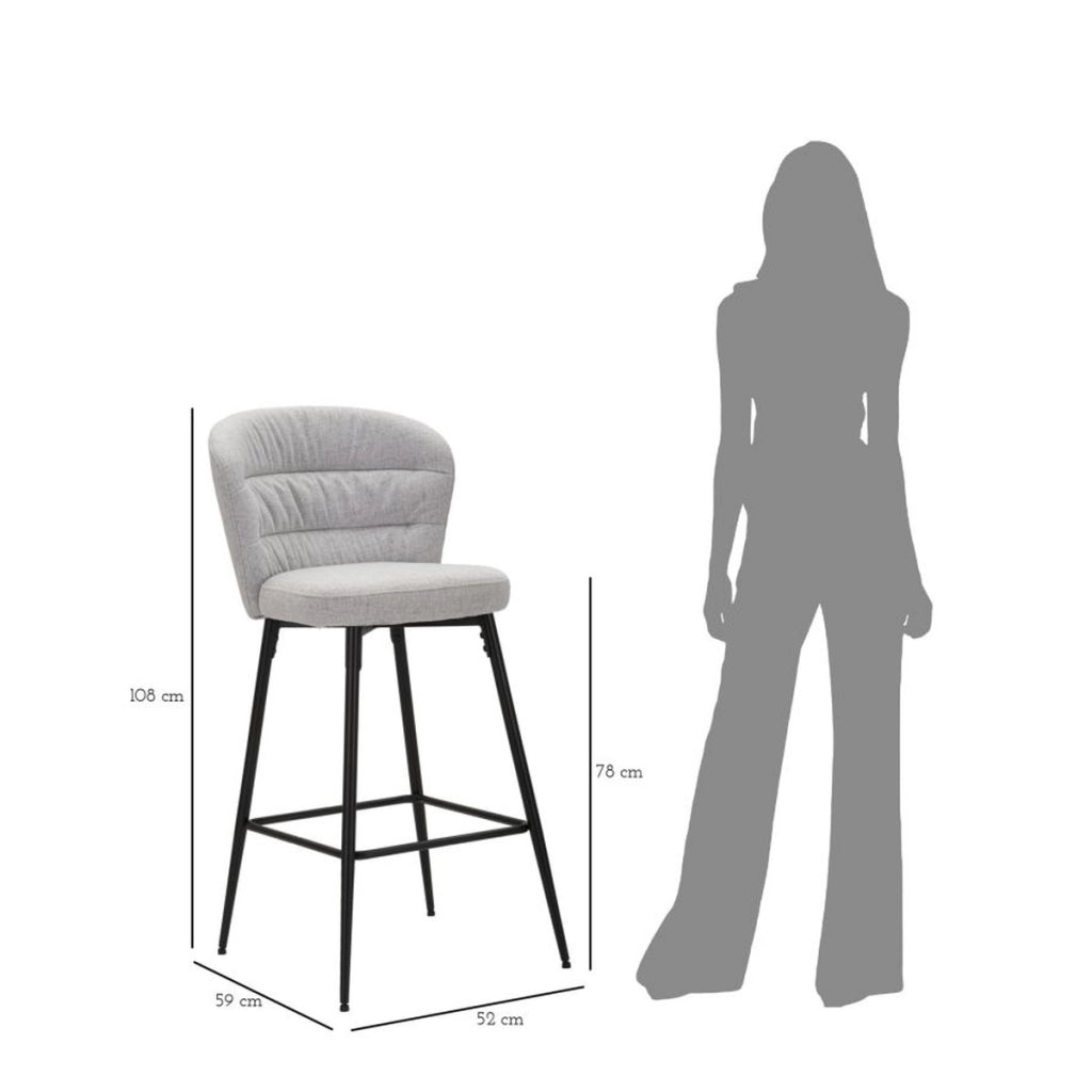 Set di 2 Sgabelli Alti VKH432, Grigio, Metallo, 52x59x108 cm