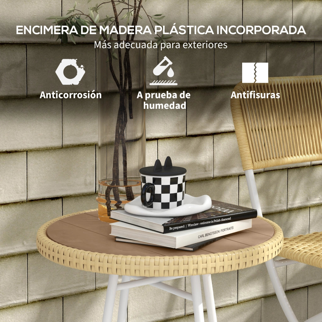 Tavolino da caff¨¨ in rattan sintetico ¨C zephmum ¨C naturale 50x50x55 cm