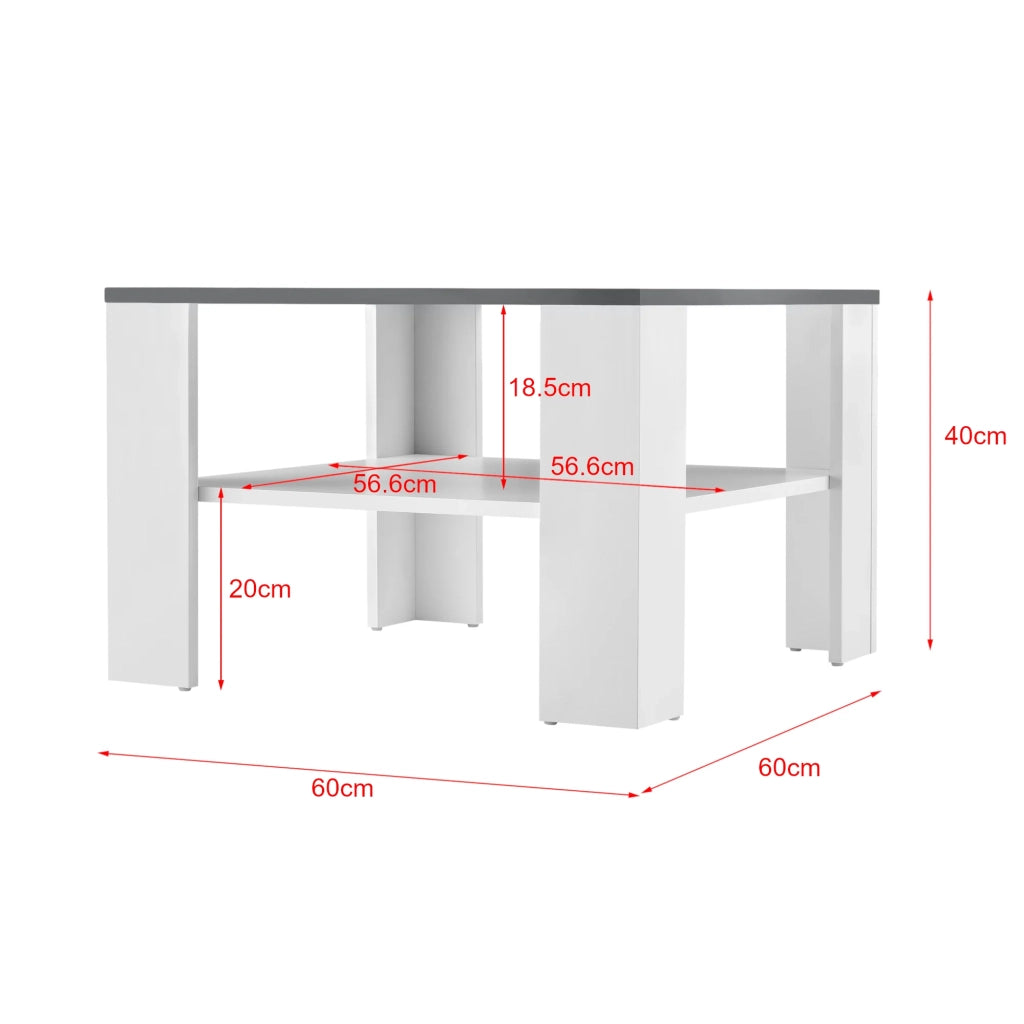Tavolino da salotto 60 x 60 x 40 cm bianco e grigio scuro 03_0008433